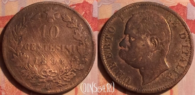 Италия 10 чентезимо 1894 года BI, KM# 27, 436-004