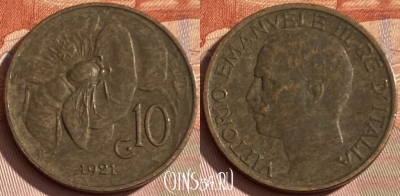 Италия 10 чентезимо 1921 года, KM# 60, 349p-018 ♛