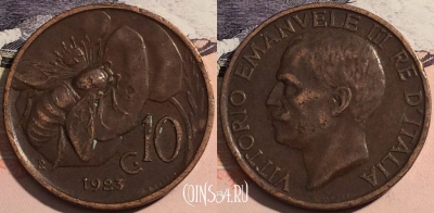 Италия 10 чентезимо 1923 года, KM# 60, a141-134 ♛