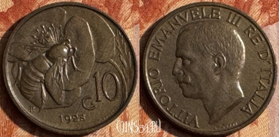 Италия 10 чентезимо 1928 года, KM# 60, 152s-017 ♛
