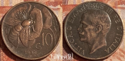 Италия 10 чентезимо 1934 года, KM# 60, 487р-029