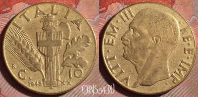 Италия 10 чентезимо 1942 года, KM# 74a, 105f-044