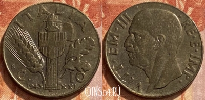 Италия 10 чентезимо 1943 года, KM# 74a, 461q-088 ♛