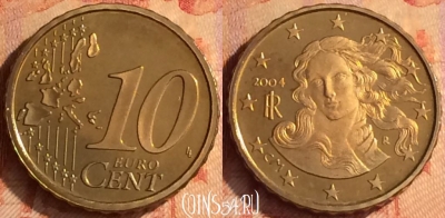 Италия 10 евроцентов 2004 года, KM# 213, PROOF, 500o-031