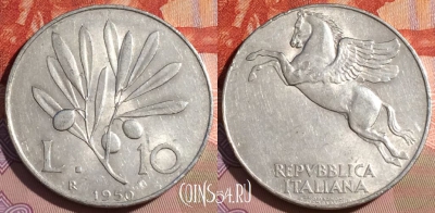 Италия 10 лир 1950 года, KM# 90, 174c-012