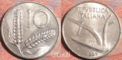 Италия 10 лир 1997 года, KM# 93, a146-078