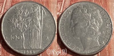 Италия 100 лир 1956 года, KM# 96.1, 075s-086