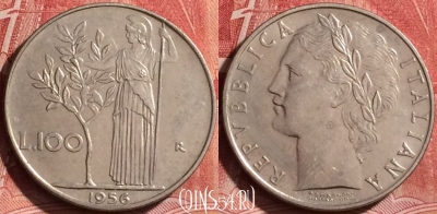 Италия 100 лир 1956 года, KM# 96.1, 241l-084