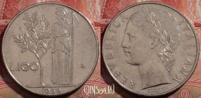 Италия 100 лир 1959 года, KM# 96.1, 206-108