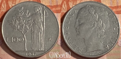 Италия 100 лир 1967 года, KM# 96.1, 472r-069