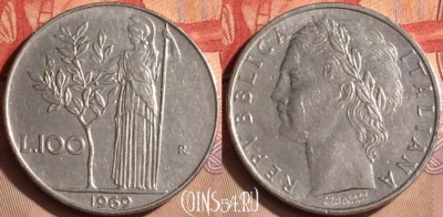 Италия 100 лир 1969 года, KM# 96.1, 446-112