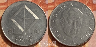 Италия 100 лир 1974 года, KM# 102, 461q-025 ♛