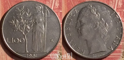 Италия 100 лир 1981 года, KM# 96.1, 201n-031