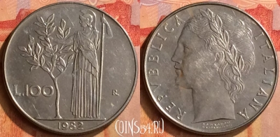 Италия 100 лир 1982 года, KM# 96.1, 099n-075