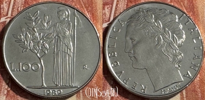 Италия 100 лир 1989 года, KM# 96.1, UNC, s441s-001