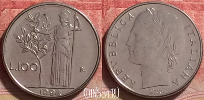 Италия 100 лир 1992 года, KM# 92.2, 237j-120