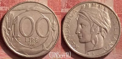 Италия 100 лир 1993 года, KM# 159, 054l-102