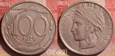 Италия 100 лир 1993 года, KM# 159, 244j-166