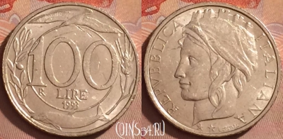 Италия 100 лир 1993 года, KM# 159, 375k-035