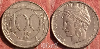 Италия 100 лир 1993 года, KM# 159, 408-134