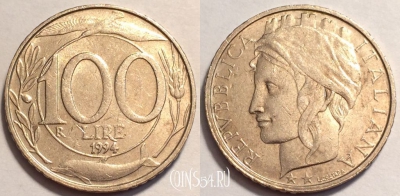 Италия 100 лир 1994 год, KM# 159, 70-020a