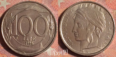 Италия 100 лир 1994 года, KM# 159, 166i-065