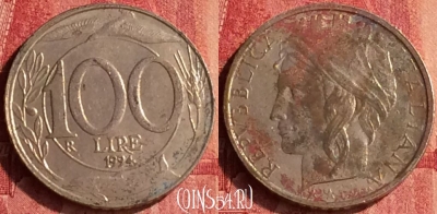 Италия 100 лир 1994 года, KM# 159, 344o-028