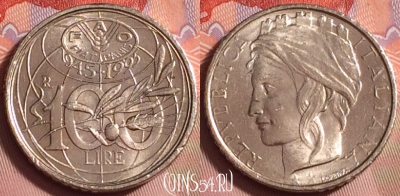 Италия 100 лир 1995 года, KM# 180, 219k-047