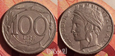 Италия 100 лир 1996 года, KM# 159, 215i-065