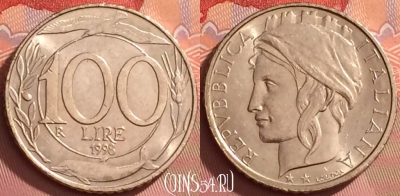 Италия 100 лир 1998 года, KM# 159, 277l-034