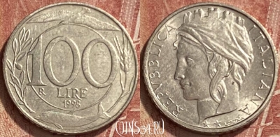 Италия 100 лир 1998 года, KM# 159, 340q-057