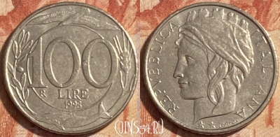 Италия 100 лир 1998 года, KM# 159, 487р-088