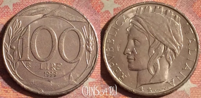 Италия 100 лир 1999 года, KM# 159, 189i-123