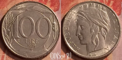 Италия 100 лир 1999 года, KM# 159, 414-057