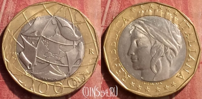 Италия 1000 лир 1997 года, KM# 194, 441-017