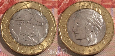Италия 1000 лир 1998 года, KM# 194, 135b-047