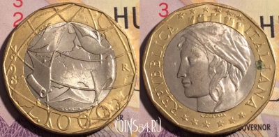 Италия 1000 лир 1998 года, KM# 194, 191a-062