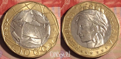 Италия 1000 лир 1998 года, KM# 194, 215a-074