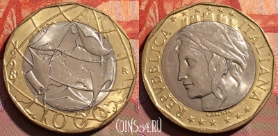 Италия 1000 лир 1998 года, KM# 194, 245a-090