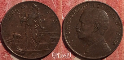 Италия 2 чентезимо 1915 года, KM# 41, 225-112