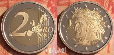 Италия 2 евро 2004 года, KM# 217, PROOF, 500o-035