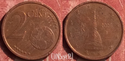 Италия 2 евроцента 2006 года, KM# 211, 407-105