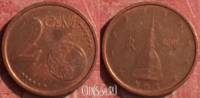 Италия 2 евроцента 2006 года, KM# 211, 440-058