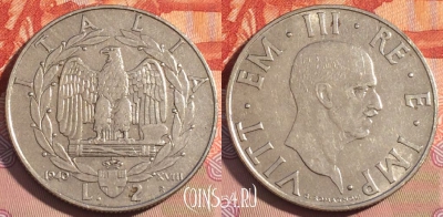 Италия 2 лиры 1940 года, KM# 78b, 087c-050