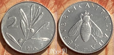 Италия 2 лиры 1970 года, KM# 94, 461q-048