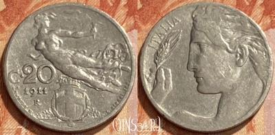 Италия 20 чентезимо 1911 года, KM# 44, 461q-039 ♛