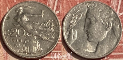Италия 20 чентезимо 1912 года, KM# 44, 071s-080 ♛
