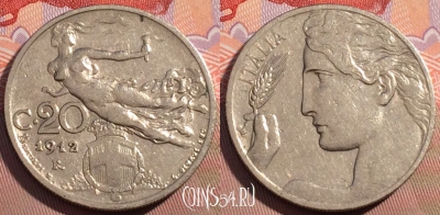 Италия 20 чентезимо 1912 года, KM# 44, 101b-111