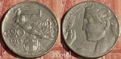 Италия 20 чентезимо 1912 года, KM# 44, 419p-131