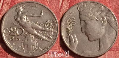 Италия 20 чентезимо 1913 года, KM# 44, 345o-048